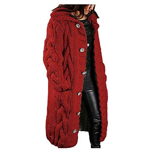 Briskorry cappotto lungo da donna a maniche lunghe con maniche lunghe e maniche lunghe, cardigan, cappuccio, maglione, tasca, cappotto da donna giaccone invernale taglie forti
