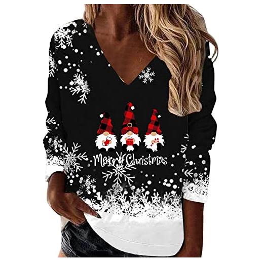 JokeLomple maglione di natale donna - taglie forti grinch curvy t shirt grinch curvy stampa manica lunga maglione natalizio inverno maglione camicetta top