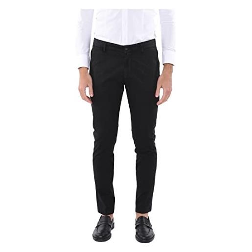 Ciabalù pantalone uomo elegante pantaloni a tinta unita regular fit made in italy (44, nero)