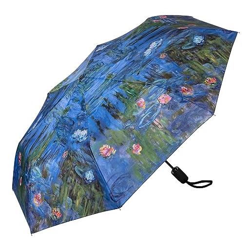 VON LILIENFELD ombrello tascabile claude monet ninfee arte antivento on automatico stabile leggero compatto, multicolore, l50/d100
