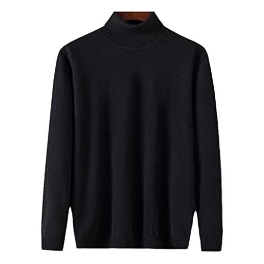 SaoBiiu maglione da uomo dolcevita in lana merino autunno inverno pullover in cashmere caldo spesso sottile black xl