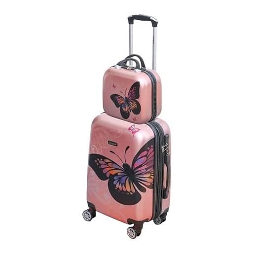 CELIMS - valigia in policarbonato - 4 ruote doppie - lucchetto tsa - maggiore capacità con il suo soffietto, oro rosa. , cabine et vanity