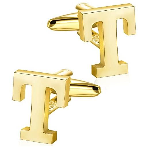 HAWSON gemelli con lettera dalla a alla z, placcati in argento/oro, ideali come regalo formale per matrimonio con camicia smoking, metallo