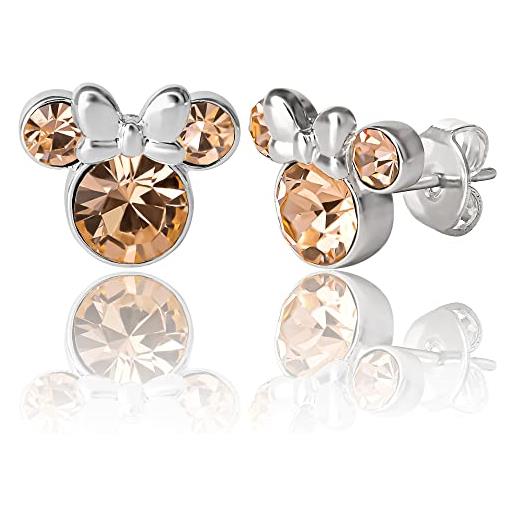 Disney orecchini minnie mouse a bottone con pietra portafortuna Disney da donna - orecchini per ragazze - gioielli con pietra portafortuna - gioielli Disney (giugno)