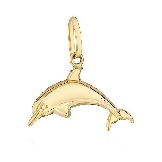 NKlaus catena ciondolo delfino 333 oro giallo 8 carati 18x10mm ciondolo amuleto talismano 14370