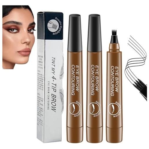 ETHORY suake eyebrow contouring pen, 4-tip microblade brow pen, suake eyebrow pencil, waterproof microblading eyebrow pen, easy to shape natural eye brows, eye brow pencils for women (light brown-3pcs)