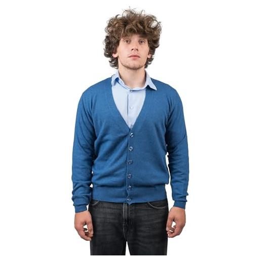 DALLE PIANE CASHMERE - cardigan misto cashmere, made in italy - uomo, colore: blu, taglia: xxl