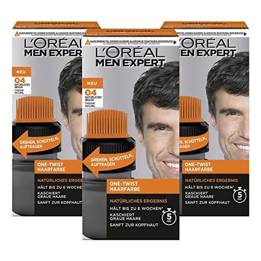 L'ORÉAL 3 colori per capelli l'oreal men expert one twist 04, marrone naturale, da 50 ml