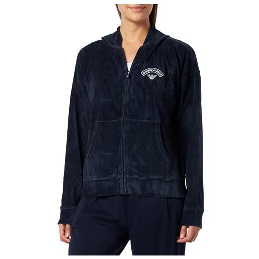 Emporio Armani giacca da donna in velluto a coste zip completa, blu marino, l (pacco da 2)
