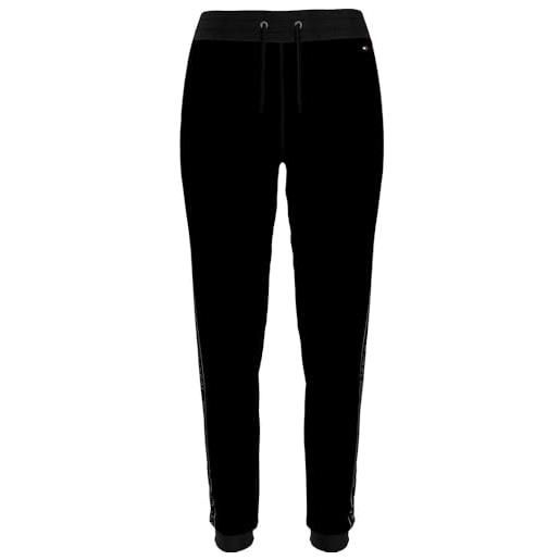 Tommy Hilfiger pantaloni da jogging donna cuffed track pantaloni felpati, nero (black), l