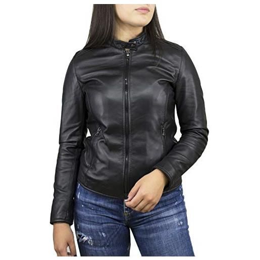 Leather Trend Italy giacca donna in vera pelle colore nero morbida - violetta bis (s)
