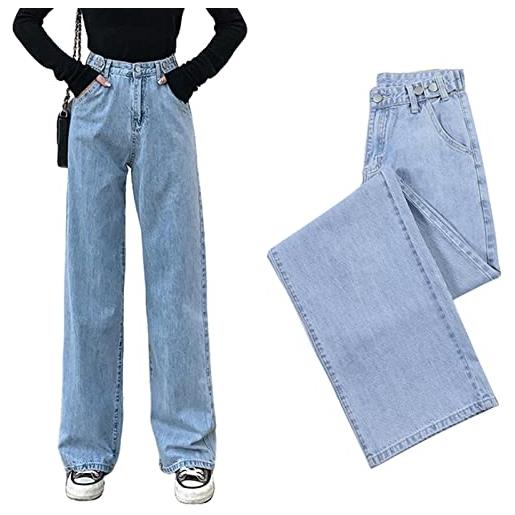 AECBUY jeans da donna streetwear high won's women's jeans woman girls women wid gambe pants pants cantaloni femmine denim bagge