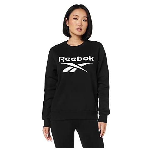 Reebok identity logo fleece crew felpa, black, xs donna