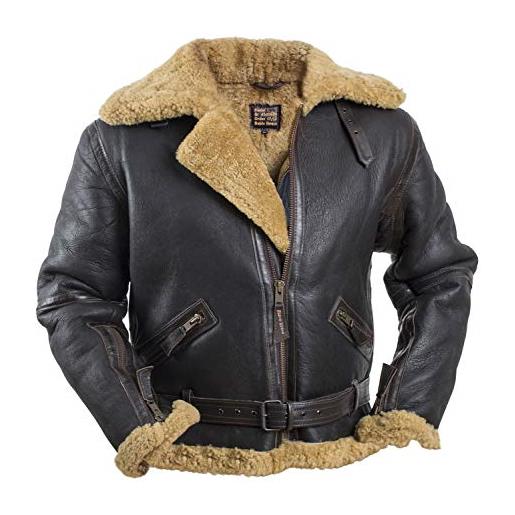 Giacca Da Aviazione In Vero Peli Di Pecora B3 Marrone Da Uomo - Foto 8