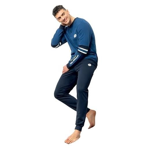Lotto pigiama felpato uomo sportivo caldo invernale felpa di cotone (xl, jeans)