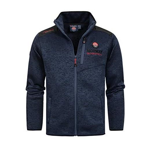 Geographical Norway giacca in pile da uomo contrast shoulder con logo e 2 tasche con zip blu navy l