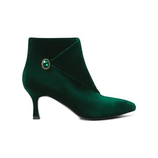 Joe Browns emerald jewelled pointed velvet heeled ankle boots, stivaletto donna, green, 43 eu