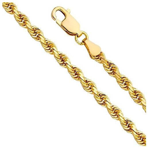 PRINS JEWELS collana in oro giallo 750, a 18 carati, larghezza 5,50 mm, catenina a corda, unisex e oro giallo, colore: oro giallo, cod. Corda160-18