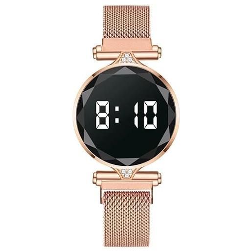 Generic orologi da donna orologio da polso magnetico da donna con braccialetto da donna digitale a led in oro rosa (color: 4)