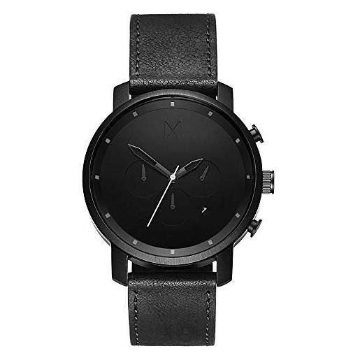 MVMT orologio con cronografo al quarzo da uomo collezione chrono con cinturino in ceramica, pelle o acciaio inossidabile nero 1 (full black)