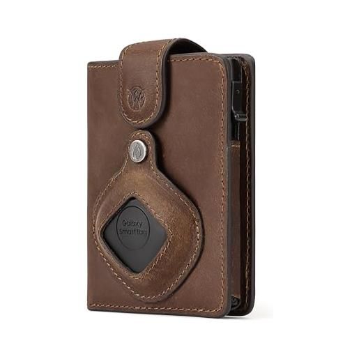 Will Fire® mag. Flap multi. Tag wallet porta carte pelle, marrone, s, portafoglio sottile
