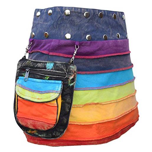 Gheri gonna reversibile da donna, patchwork, cotone, tintura batik, bottone a pressione, gonna avvolgente, taglia unica