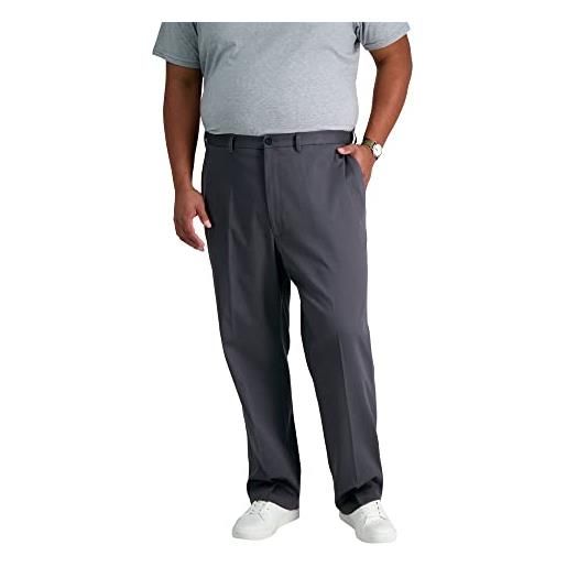 Haggar men's big-tall premium no iron classic fit plain front pant, dark grey, 46x29