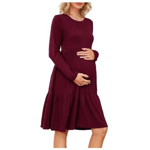 Mavis laven abito premaman da donna, in maglia a coste, girocollo, elasticizzato, per servizi fotografici, baby shower, colore: rosa. , m