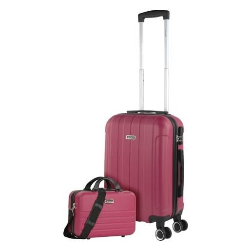 ITACA - set valigie - set valigie rigide offerte. Valigia grande rigida, valigia media rigida e bagaglio a mano. Set di valigie con lucchetto combinazione tsa 771116b, fragola