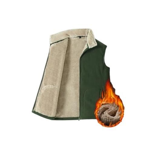 DYJAGYO gilet uomo in pelle d'agnello foderato in pile, gilet uomo in pelle d'agnello, giacca smanicata con zip, gilet uomo in pile caldo autunno e inverno (black, medium)