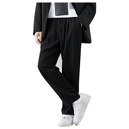 Generico pantaloni uomo eleganti neri pantaloni larghi pantaloni casual moda con tasche pantaloni casual da uomo maschili lunghi tinta unita pantaloni corti in cotone
