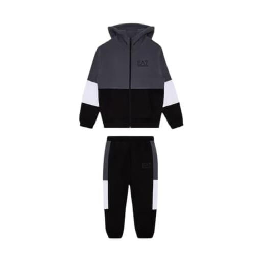 EA7 Emporio Armani tuta bambino in cotone con cappuccio modello 6rbv61 bjexz colore nero/grigio misura 8 anni