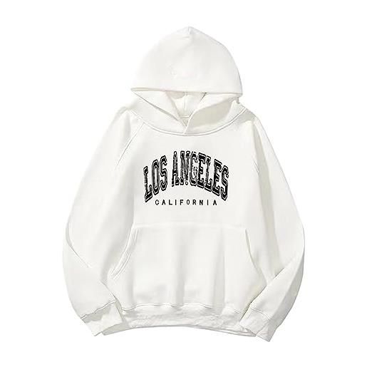 Felpa Da Donna Avanova Con Cappuccio E Scritta Los Angeles - Crop Top, Maniche Lunghe, Morbida In Poliestere, Colore Unito