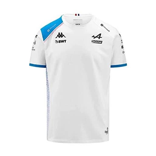 Kappa t-shirt amiry bwt alpine f1 team ufficiale formula 1, bianco, xl