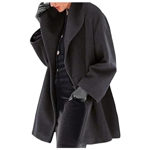 Gomice trench da donna - giacca cappotto di lana, cappotti oversize con giacca medio-lunga, capispalla caldi con colletto bavero da marinaio per donna