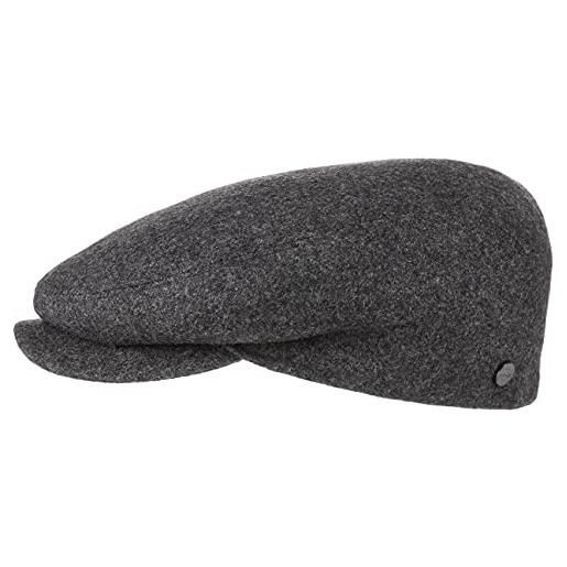 LIERYS boston teflon coppola donna/uomo - made in italy berretto piatto cappello invernale con visiera, fodera, fodera inverno autunno/inverno - 59 cm nero