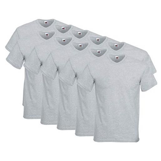Fruit of the Loom, t-shirt da uomo con scollo a v valueweight (confezione da 10), grigio. , l