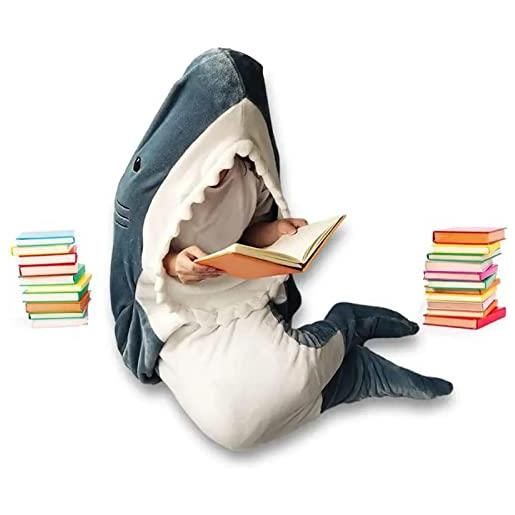 Sesoanger shark blanket adult kids | coperta di squalo per adulti | coperte di squalo per bambini | coperta squalo sacco a pelos | felpa con cappuccio coperta di squalo indossabile tutina sacco pelos di squalo