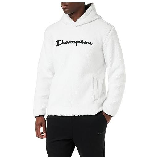 Champion legacy outdoor polar - hooded top felpa con cappuccio, bianco sporco college/nero, l uomo fw23