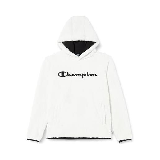 Champion legacy outdoor polar - hooded top felpa con cappuccio, bianco sporco college/nero, m uomo fw23