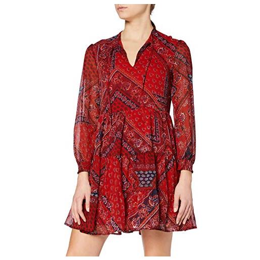Superdry tie shirt dress vestito casual, red paisley scarf, 14 donna