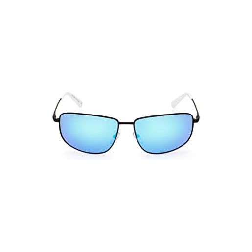 BMW MOTORSPORT bmw m motorsport bs0027 occhiali da sole uomo, occhiali da sole unisex sottili e leggeri, forma lente rettangolare, lenti specchiate blu, nero opaco