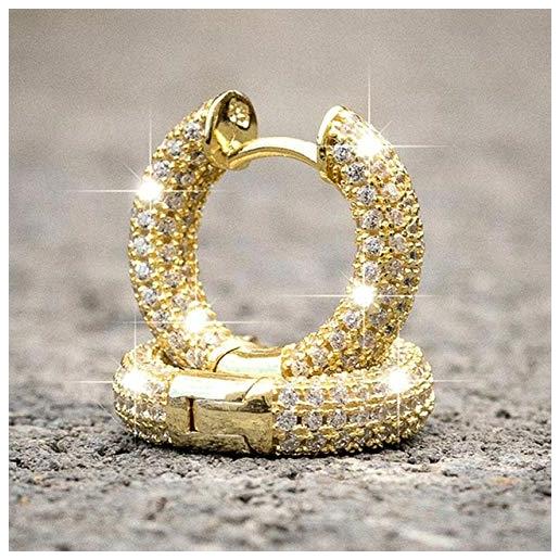 ZHUDJ orecchini a cerchio piccoli da donna pietre abbaglianti accessori femminili versatili gioielli di alta qualità colore oro bianco