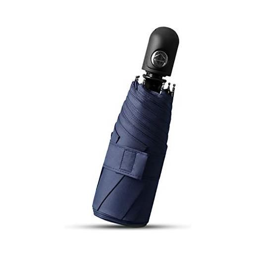 Galatée portatile pieghevoli ombrello mini automatico serie 8 nervature automatico aperto/vicino upf 50+ antivento leggero ombrello per donna (blu)