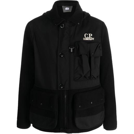C.P. Company giacca duffel mixed goggle con cappuccio - nero