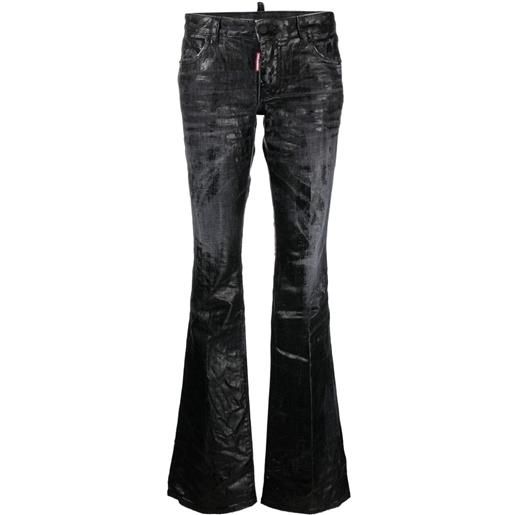Dsquared2 jeans svasato con effetto vissuto - nero