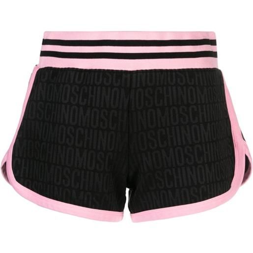 Moschino shorts sportivi con logo jacquard - nero