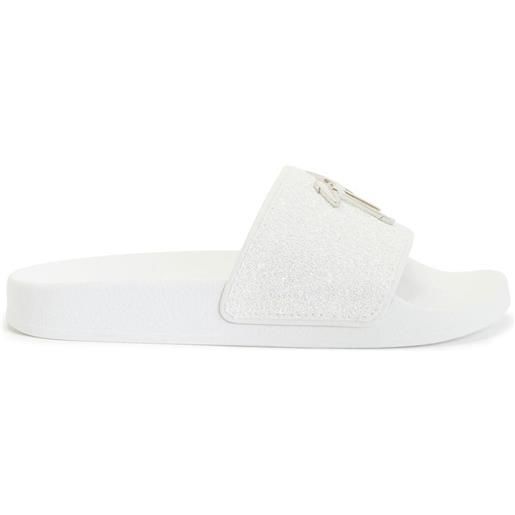 Giuseppe Zanotti sandali slides con placca logo - bianco