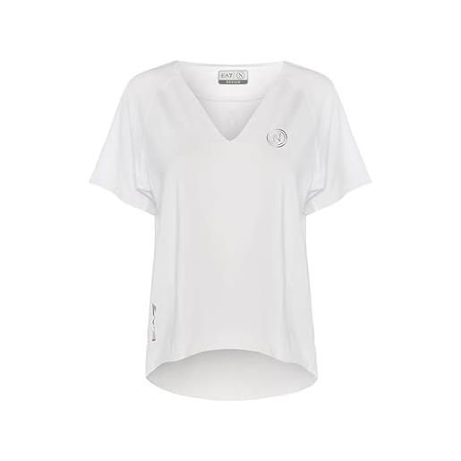 Ssc napoli t-shirt donna bianca, ea7, prodotto ufficiale, linea donna, scollo a v, xs