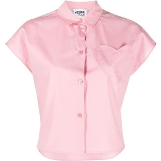 MOSCHINO JEANS heart-patch cotton shirt - rosa